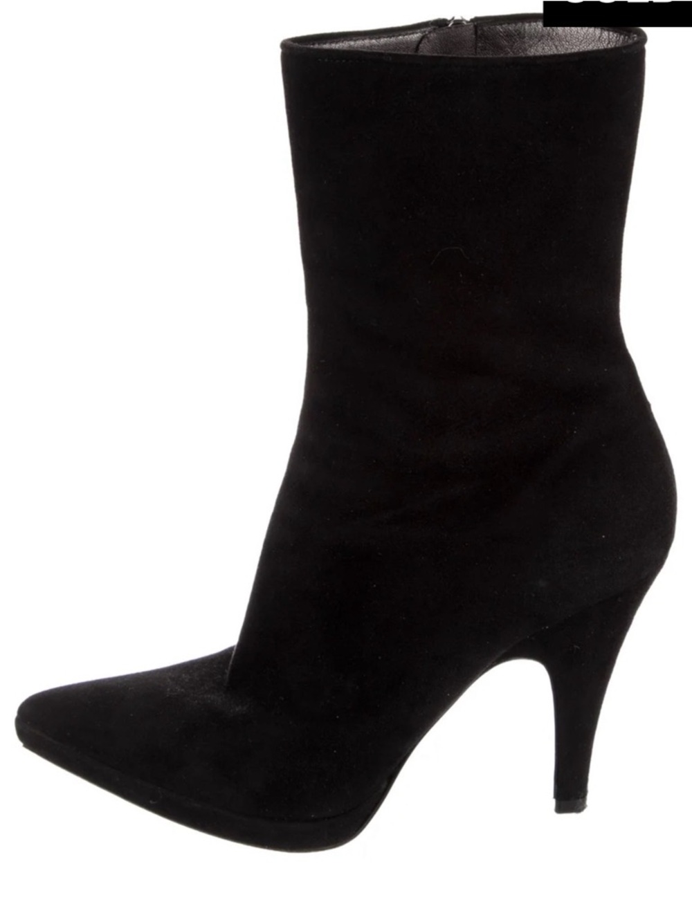 Prada Black Suede Pointed-Toe High Heel Ankle Boot